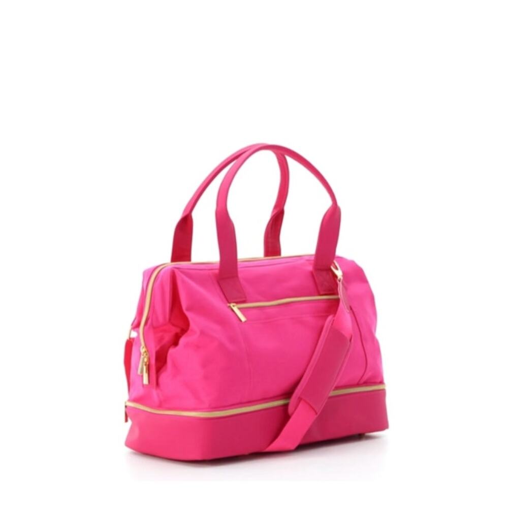 Member's Mark Weekender Travel Bag with Strap Barbie Hot Pink/Gold Large NWT